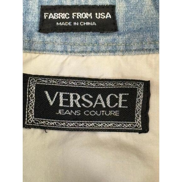 Versace Jeans Couture Light wash Denim Button down western Shirt Men's Size L - Picture 3 of 11